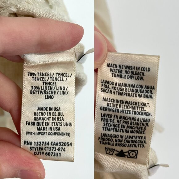 CLOTH & STONE ANTHROPOLOGIE ANTHRO Frayed Off the Shoulder Top Cream Boho Hippie - Picture 12 of 16